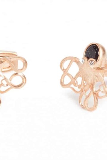 Simon Carter Darwin Octopus In Rose Gold And Blue Goldstone Cufflink 1