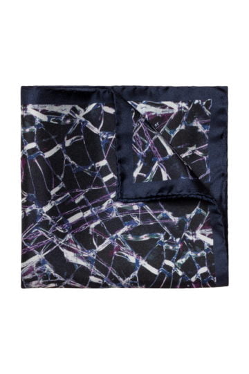 eton shirts navy blue broken glass print silk pocket square