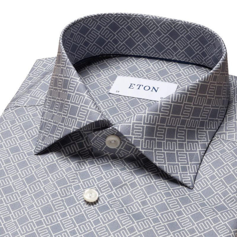 eton shirts grey limited edition double e print shirt