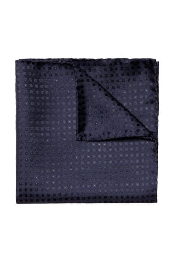 eton shirts navy blue herringbone silk pocket square
