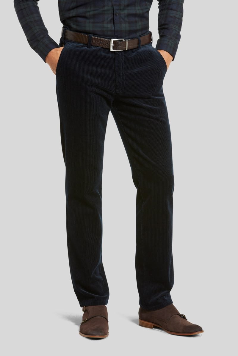 meyer trousers bonn navy blue super streth premium corduroy chinos