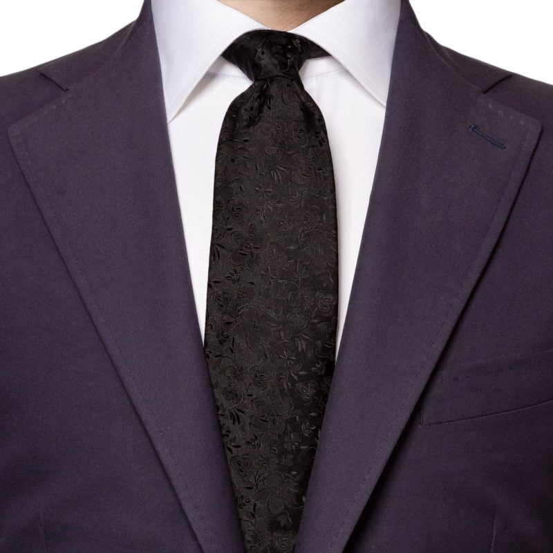 eton shirts black jacquard floral silk tie