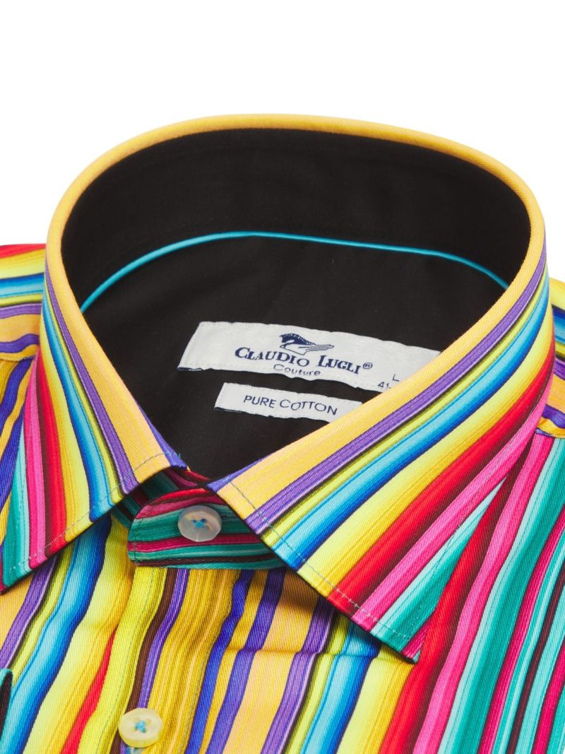 claudio lugli rainbow solid stripes shirt