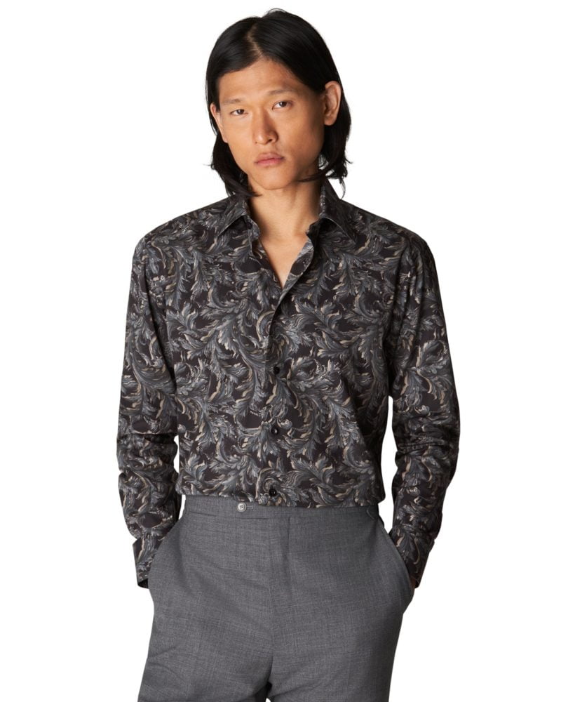 eton shirts dark blue limited edition floral print with 3d effect