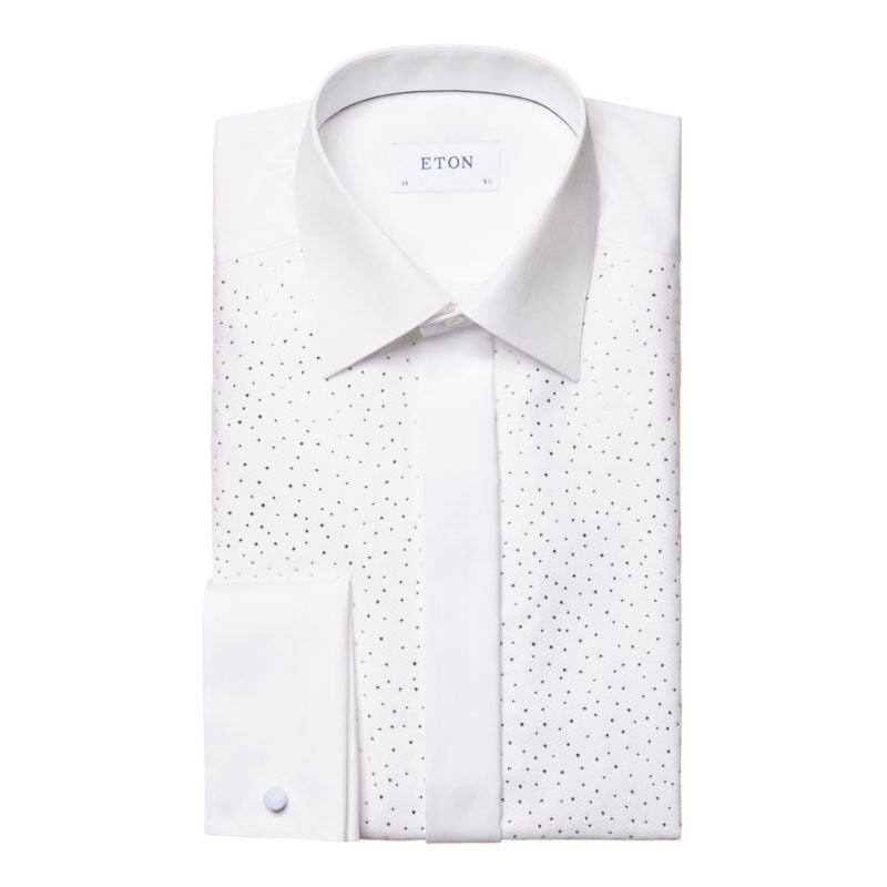 eton shirts white limited edition evening pique shirt with swarovski® crystals