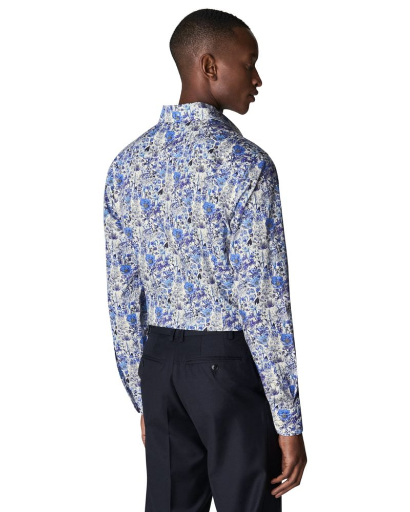eton shirts limited edition mid blue signature twil shirt in a floral print