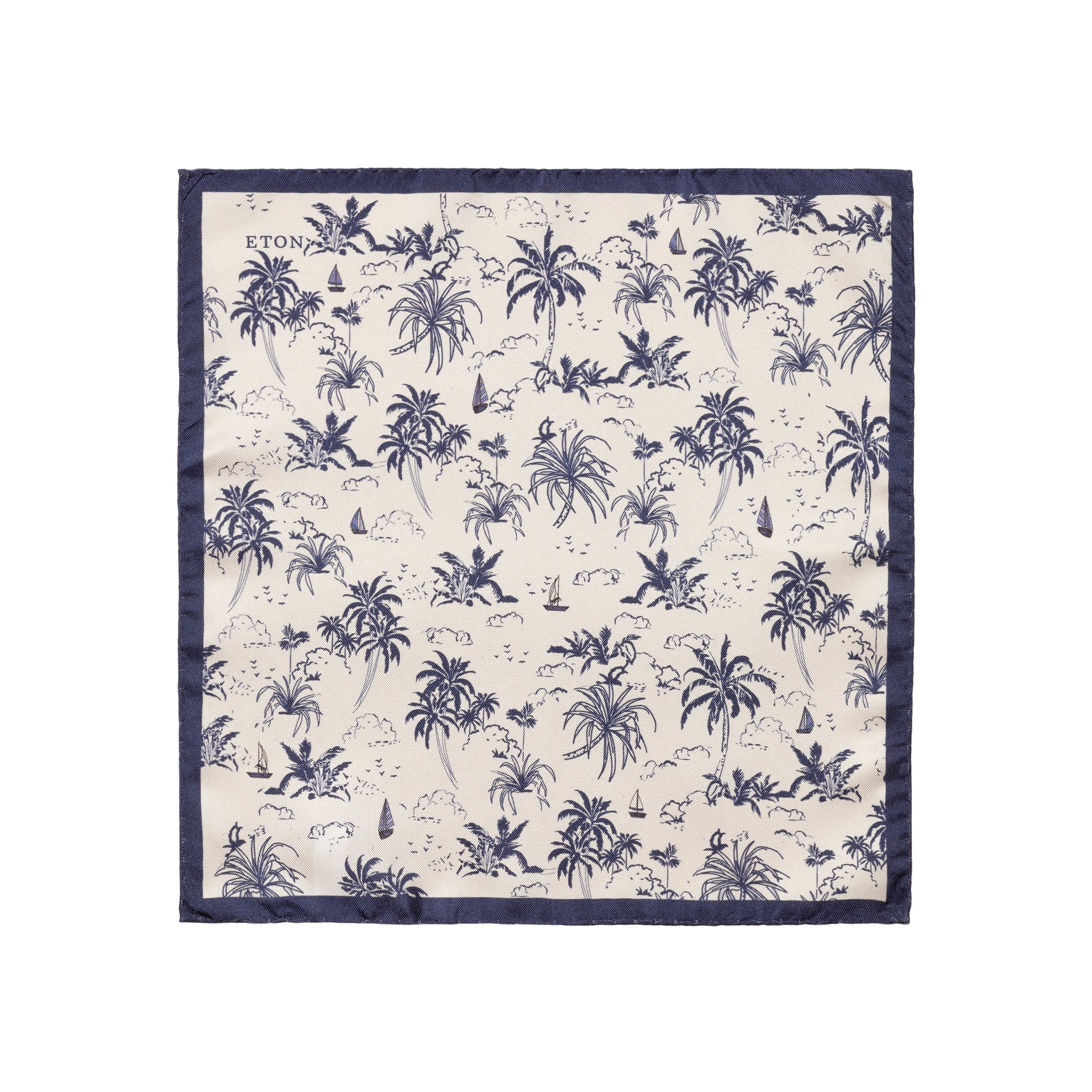 eton shirts navy blue two color floral silk pocket square