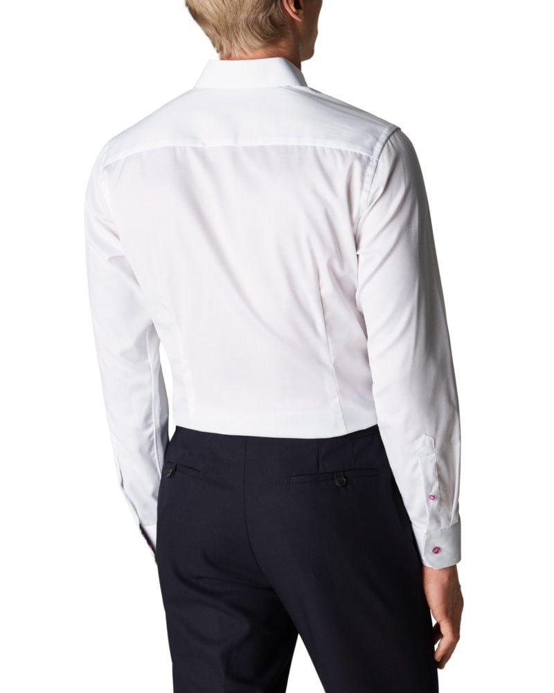 eton shirts white signature twill shirt with trim and pink buttons