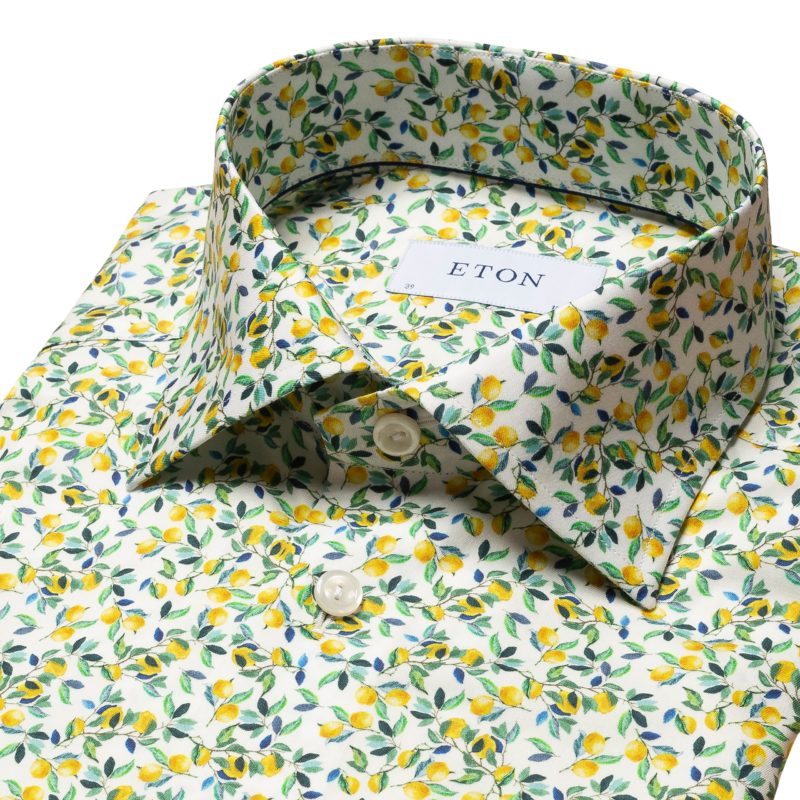 eton shirts limited edition yellow lemon print signature twill shirt