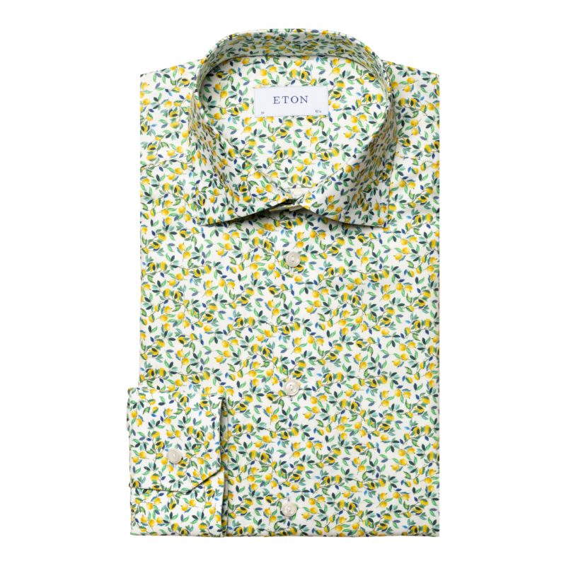 eton shirts limited edition yellow lemon print signature twill shirt