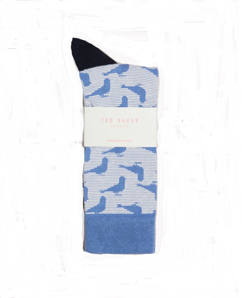 ted baker london pidgsok blue sock with pigeon pattern