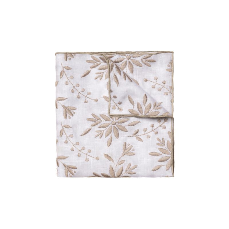 eton shirts off white floral pattern linen pocket square