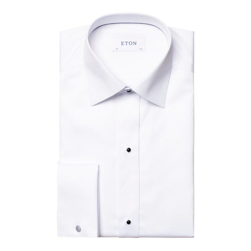 eton shirts white evening plisse' shirt