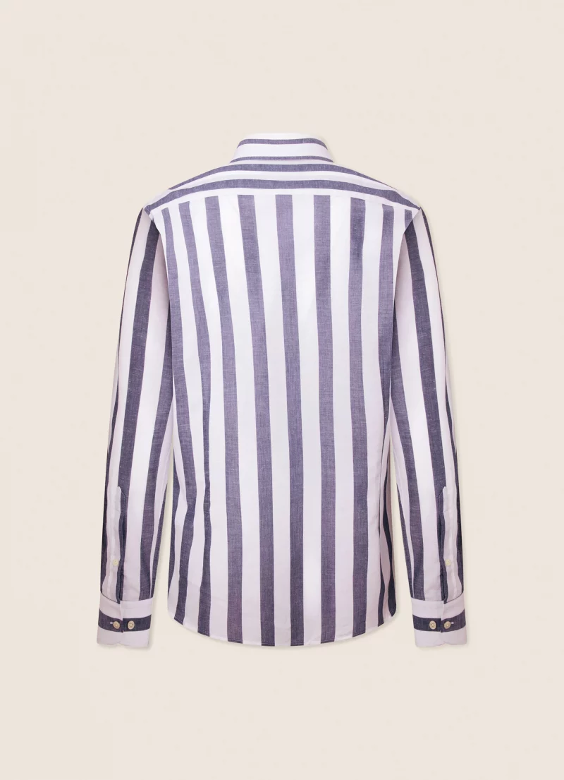 hackett london striped slim fit cotton & linen mix shirt