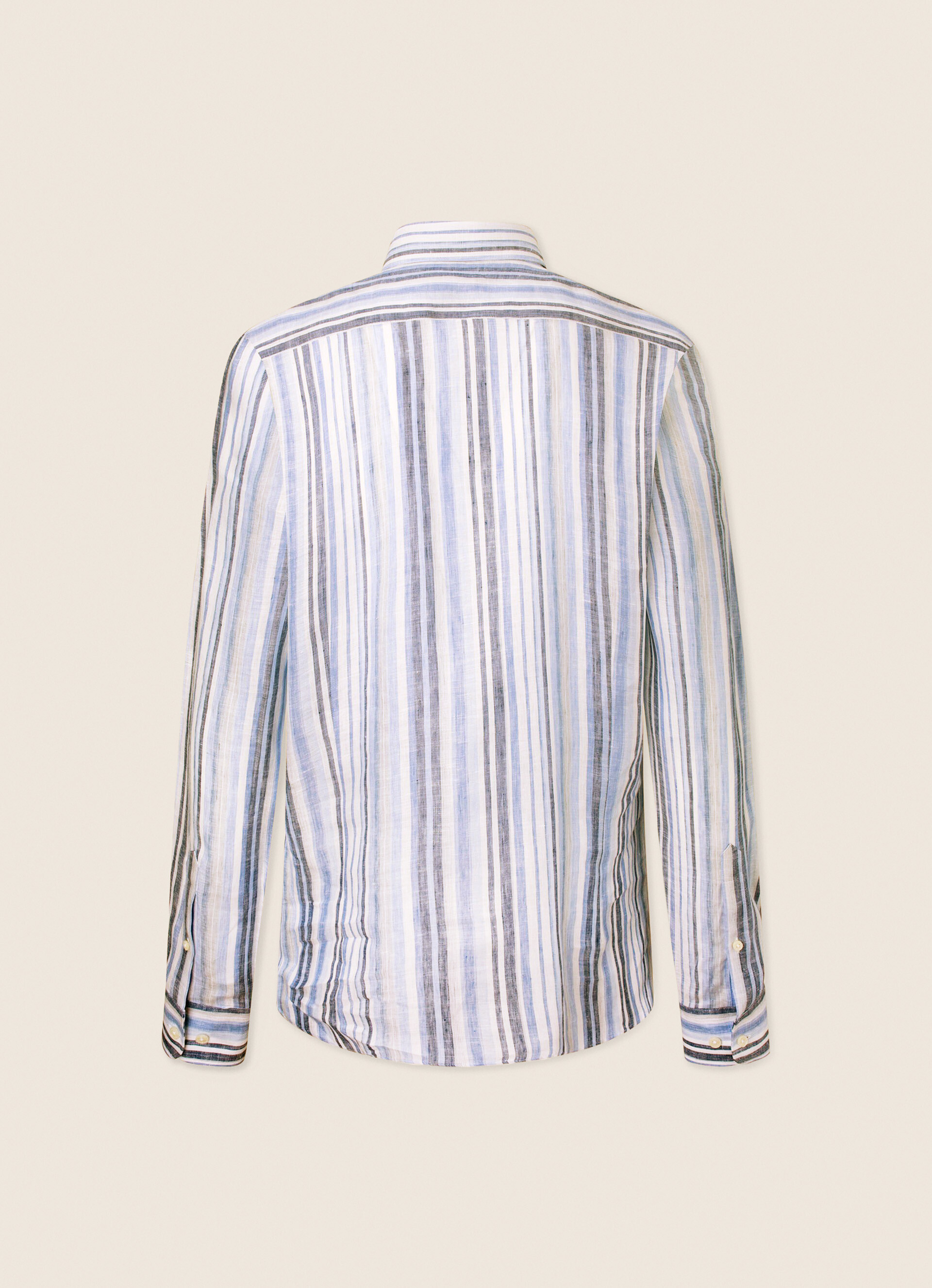 hackett london multi blue striped slim fit linen shirt