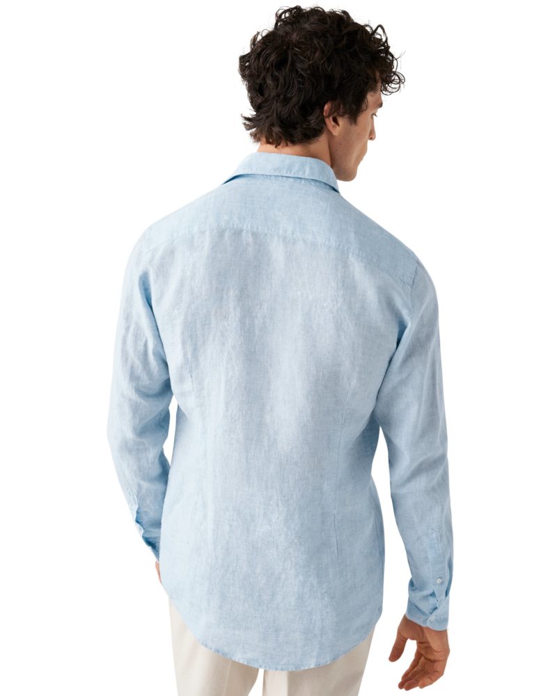 eton shirts light blue linen shirt