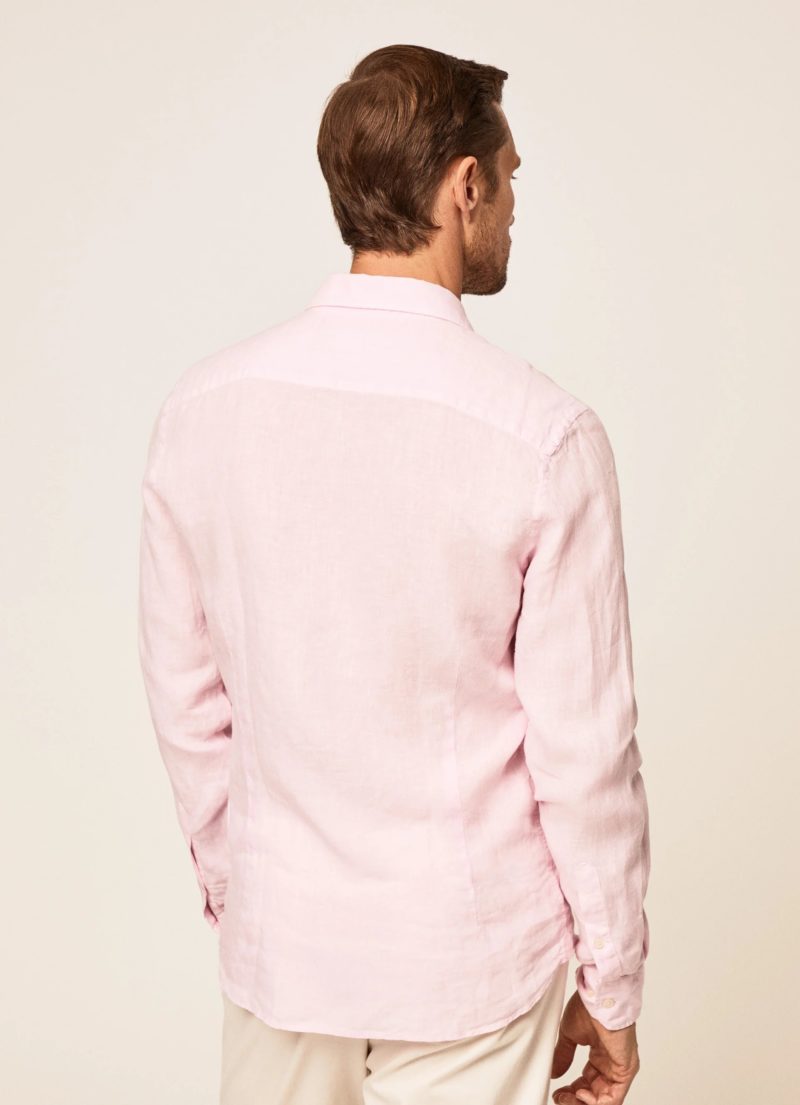 hackett london pink slim fit linen shirt