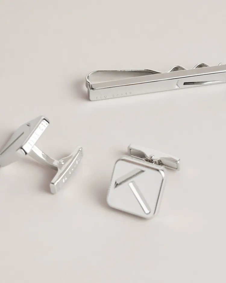 ted baker london klassik silver coloured metal cufflink and tie pin set