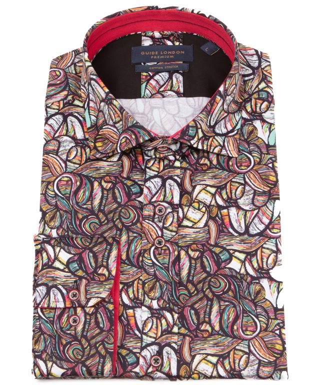 guide london multi coloured print cotton shirt