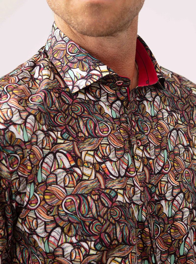 guide london multi coloured print cotton shirt