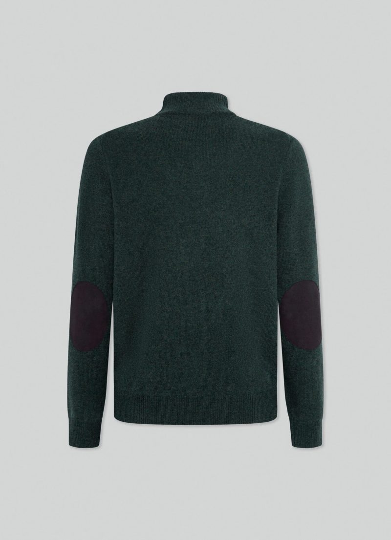 hackett london dark green half zip lambswool sweater