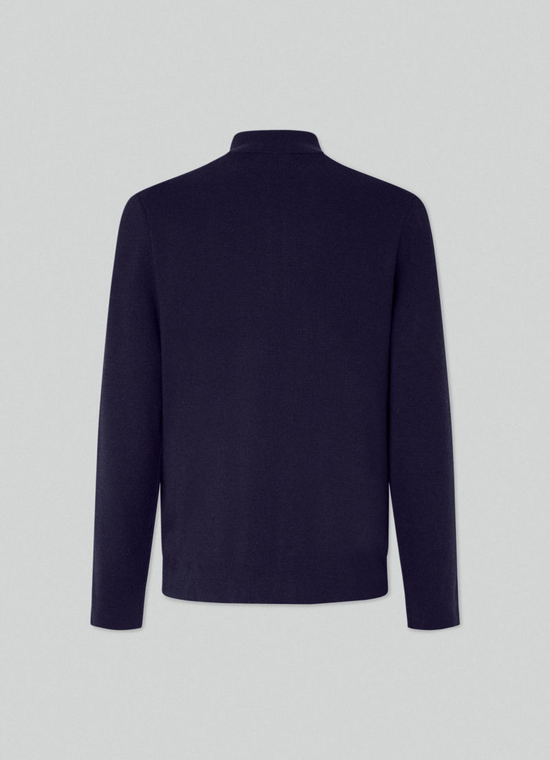 hackett london navy blue milano knit full zip jumper