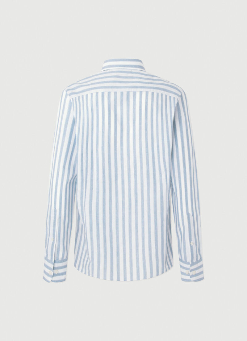 hackett london blue melange bold striped shirt