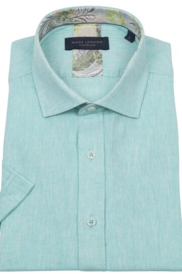 guide london mint green linen blend short sleeve shirt