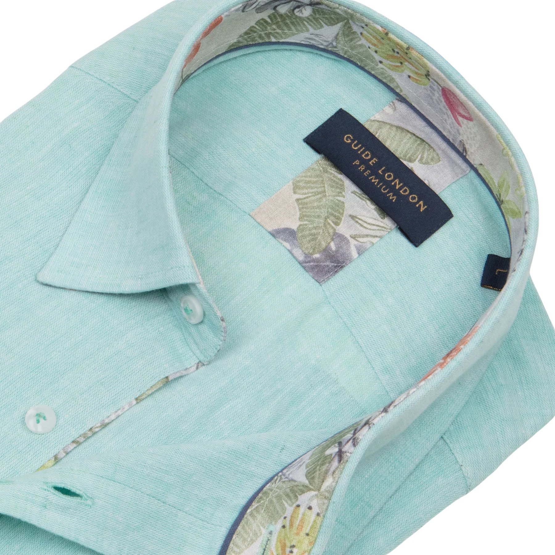 guide london mint green summer breeze linen blend long sleeve shirt